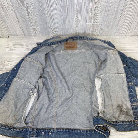 Levi's Denim Trucker Jacket Men's 38 Vintage 70506-0216 Distressed Faded Stained - Picture 6 of 15